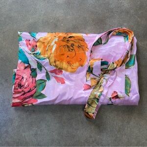 PRETTY BASH Vibrant Floral Robe in Pink and Orange Size L